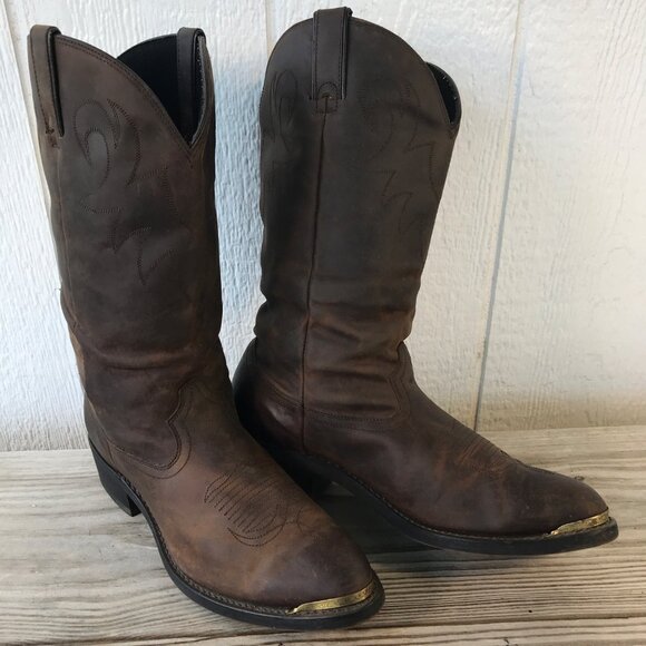 Durango Slouch Mens Oiled Tan Leather Cowboy Western Boots 9.5 D SW542 - Picture 1 of 13